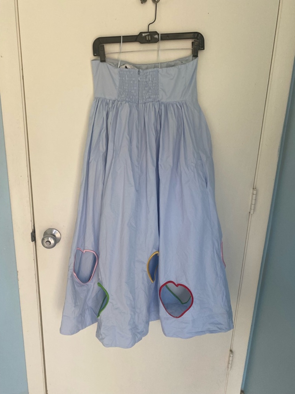 Anthropologie Mare Mare Strapless Cutout Hearts A-Line Midi Dress Size Small - Picture 9 of 14